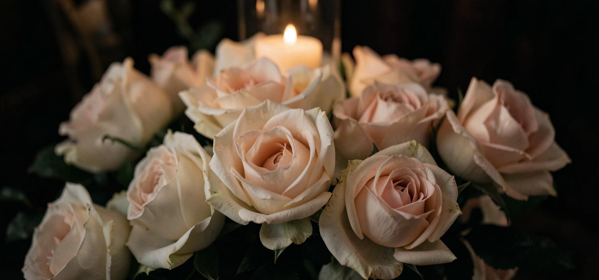 Blush and ivory garden roses with candlelight at an El Paso luxury event